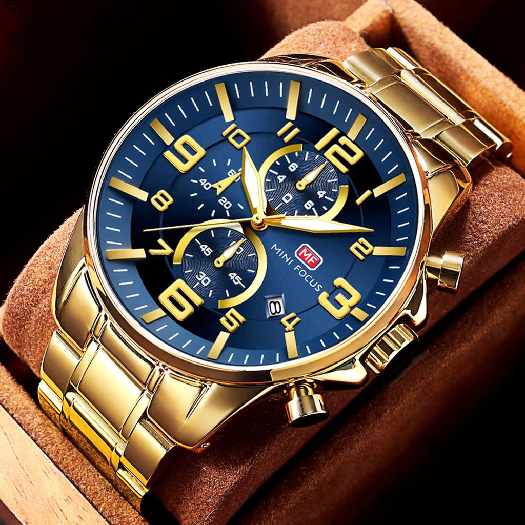 Relógio Mini Focus Chrono Gold Blue (46 mm)