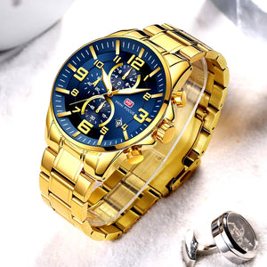 Relógio Mini Focus Chrono Gold Blue (46 mm)