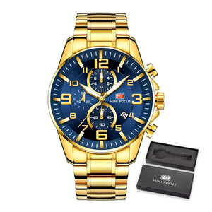 Relógio Mini Focus Chrono Gold Blue (46 mm)